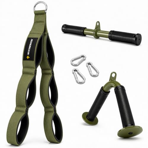 Image of MANUEKLEAR 24-Inch 3-Grip Tricep Rope Cable Attachment for Gym Greater ROM