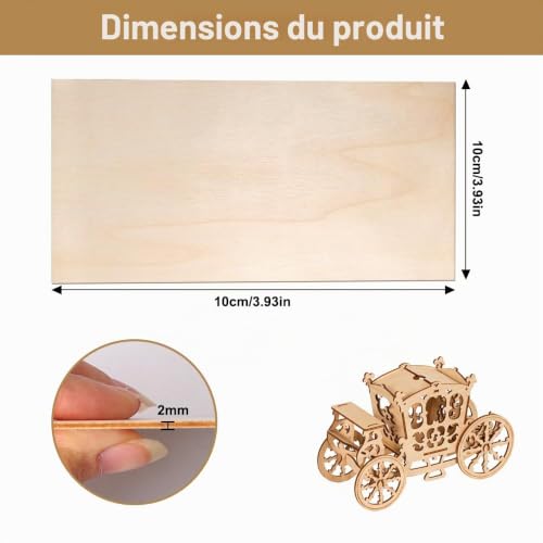 KineticKraft 15 Pièces Contreplaqué 2mm 200 X 100 X 2mm Planche Bois Brut – vue 2