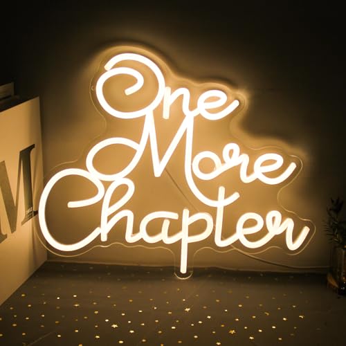 Image of One More Chapter Neon Sign Read Books Neon Light for Reading Room Decor | Dimmable Letter Neon Lights for Bedroom, Acrylic Book Wall Art, USB Powered, Library Bookstore Classroom Decor, Bookish Gifts