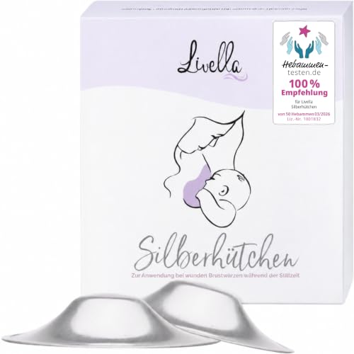 Livella | Silberhütchen Stillen - Made in Germany - für beanspruchten Brustbereich - schafft feuchtes Hautmilieu - Stillhütchen im Wochenbett & Stillzeit nach der Schwangerschaft