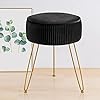 Gerant multifunctional vanity stoolmodern vanity stools for makeup roomvelvet round ottoman footrest stool with metal legs upholstered pleated vanity chair stool for living roomofficesblack  urban country home decor