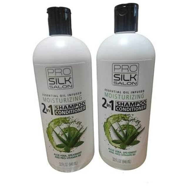 Generic Pack of 2 Pro Silk 2 In 1 Shampoo & Conditioner/Moisturizing/Aloe Vera, Spearmint and Pro Vitamin B5 / 32 Oz