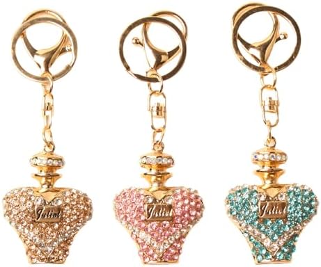 3PC Rhinestone Perfume Bottle Keychain Cute Alloy Key Chain Ring for Bag Backpack Charm Car Key Pendant Women Daily Use Accessory image 2