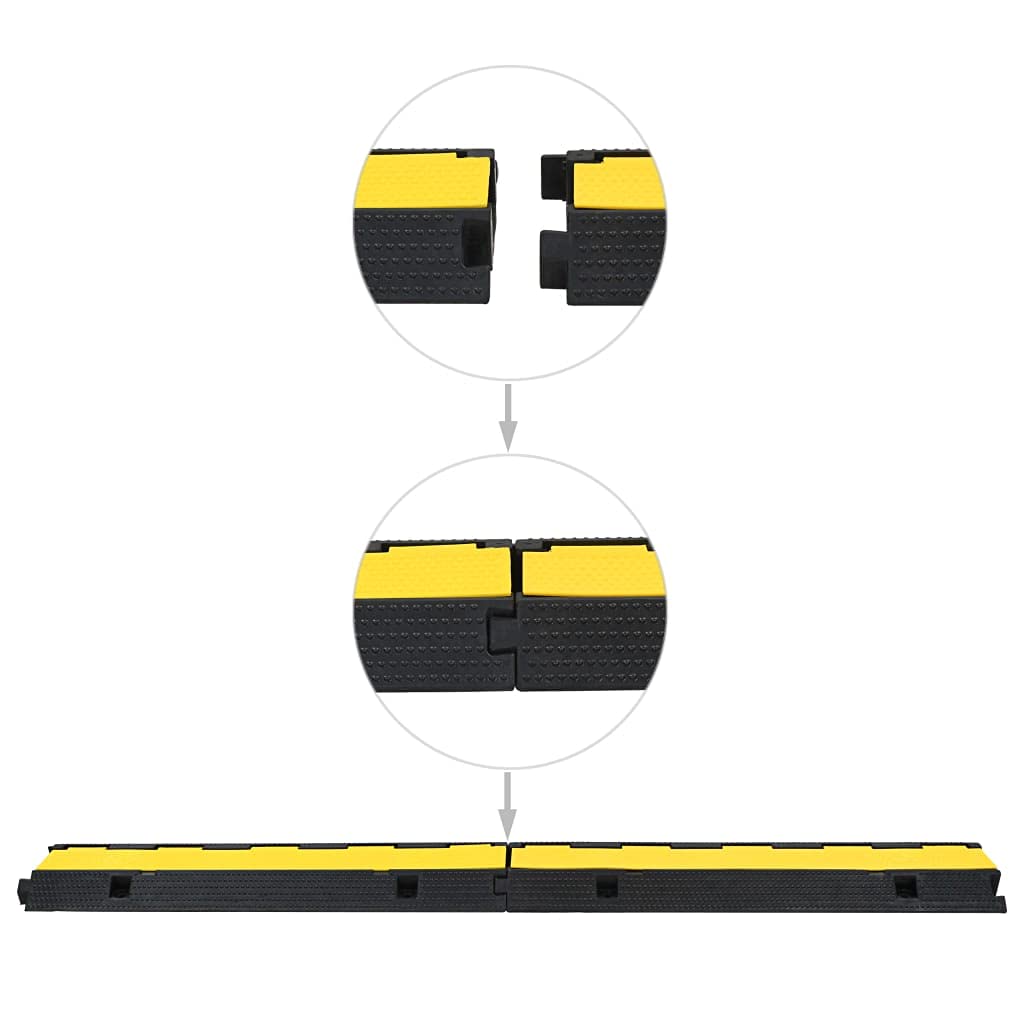 Puente de cable de 1 canal de goma, 100 cm, color amarillo y negro, 2,5 toneladas, rampa de protección para cables, mangueras, tubos en obras, carreteras, aparcamientos, terrenos comerciales