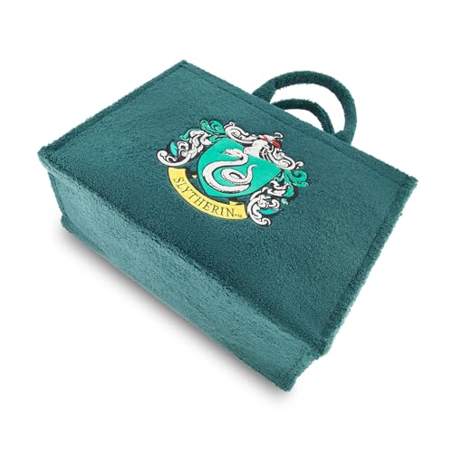 Concept One Harry Potter Tote Bag, Slytherin Crest Faux Fur Travel Handbag with Adjustable Shoulder Strap and Trolley Sleeve, Green4
