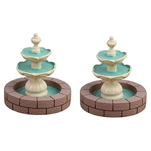 Sdeetesamjun 2 PCS Resin Fountain Statue Fairy Garden Decor Miniature Landscape Accessories Cover