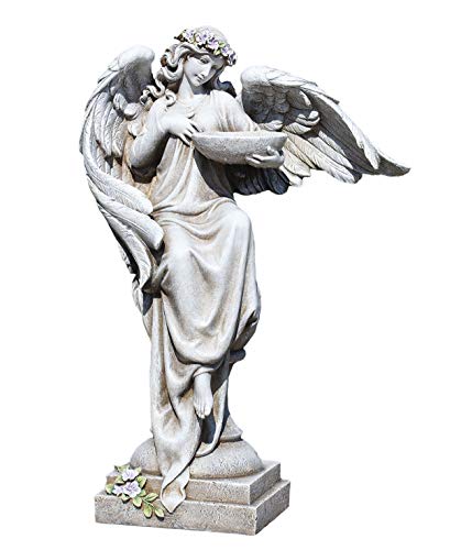 Joseph's Studio by Roman, Angel with a Birdbath Garden Decor, Religious Outdoor Decor,