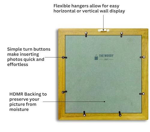 Image of 8 x 8 inch Wooden Photo Frame with Mat, Yellow Photo Frame 8 x 8 inch with Mat or 12 x 12 inch without Mat for Wall Decoration, Gallery Walls, Best Wooden Photo Frames for Posters and Photos