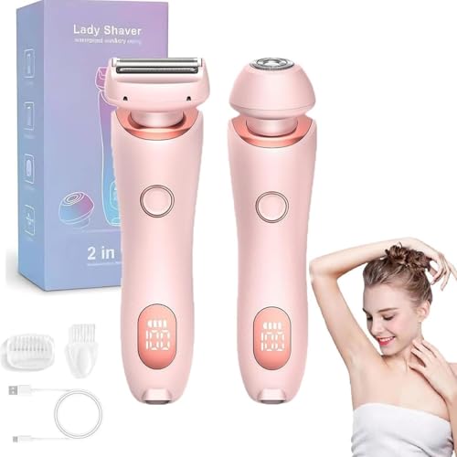 YFCJYBF Boulina Rasierer Damen Glisse Pro Frühlings Starter Set Bikini-Trimmer mit LED-Anzeige wasserdichter Nass- und Trockenrasierer für Achseln Beine und Bikinizone (Rosa)