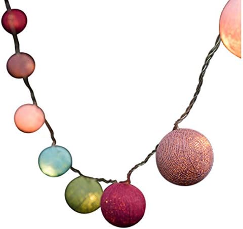 Blaze On Ambient Ball Fairy Lights (Rainbow Colours) - Hand-Spun Haute Couture Cotton Balls - 20 LED Lights - UK Plug - Safe - Indoor - Low Voltage - Decorative Lights - DC 31V
