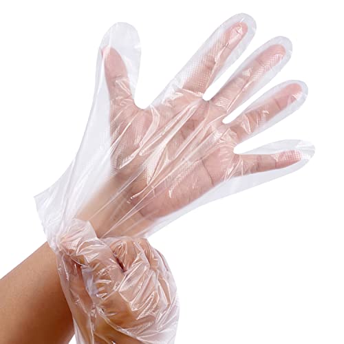 SOL 600pk Disposable Plastic Gloves – Medium to Large Clear Gloves for Food Prep, Cooking, Catering, Cleaning, Hair Dye, Kitchen Use, Waterproof and Multipurpose Single-Use Hand Protection