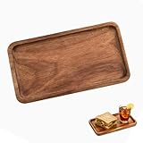 Xiciki Bandeja de madera rectangular de 19 x 10,5 cm, pequeña bandeja de madera, bandeja para servir, bandeja decorativa, de madera de acacia, para sushi, pizza, pan, postres, cosméticos