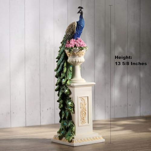 Figura decorativa pavo real en jarrón de resina 13.6 pulg miniatura 2