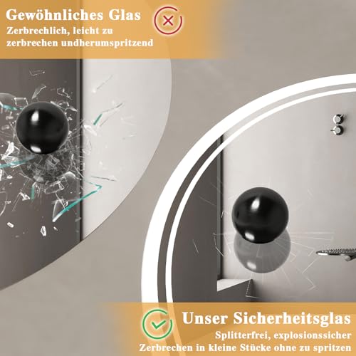 Miroir de salle de bain design rond LED Ø 50 cm haut de gamme - 8