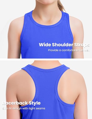 Auranso Girls Tank Tops Cotton Sleeveless Athletic Shirts Racerback Dance Outfit Workout Tops3