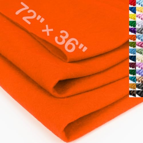 XSEINO Orange Large Felt Fabric 72 X 36 (2 Square Yards) 1.4 mm Thick Soft Felt Fabric Sheet for Crafts Orange Series Colors Soft Nonwoven Fabric Fit for Decoration Sewing DIY Crafts
