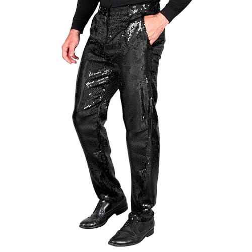 W WIDMANN MILANO Party Fashion - Pantalones de lentejuelas Party Fashion para hombre, Disco Fever, Schlagermove, pantalones de hombre