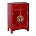 Mesilla de Noche de 1 cajón y 2 Puertas Oriental roja de Madera para salón Sol Naciente - LOLAhome