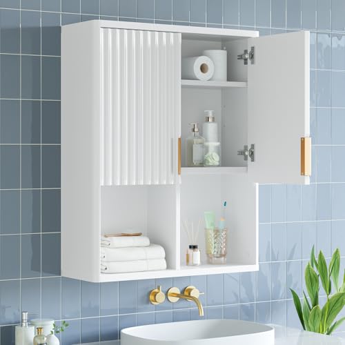 Besiter Fluted Bathroom Wall Cabinet Over The Toilet Storage, 23"x
