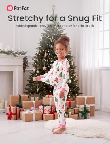 Image of PATPAT Toddler & Kids Pajama Sets with Bamboo Viscose, Snug Fit Pjs for Girls, All-Season Comfort Sleepwear, Ages 2-12 Years