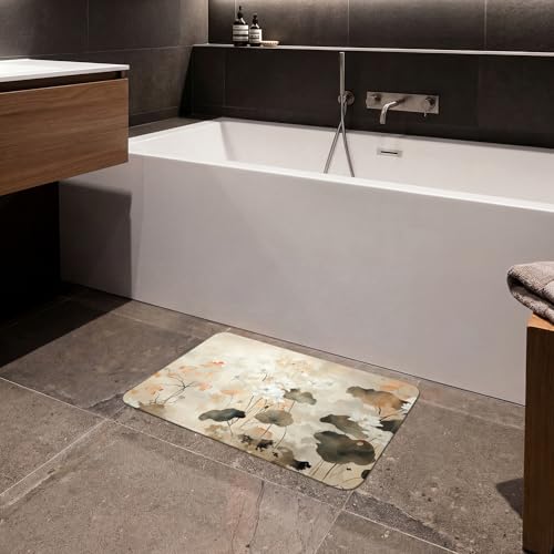 Tapis de bain rectangulaire fleurs Japandi 60x40 cm - 5