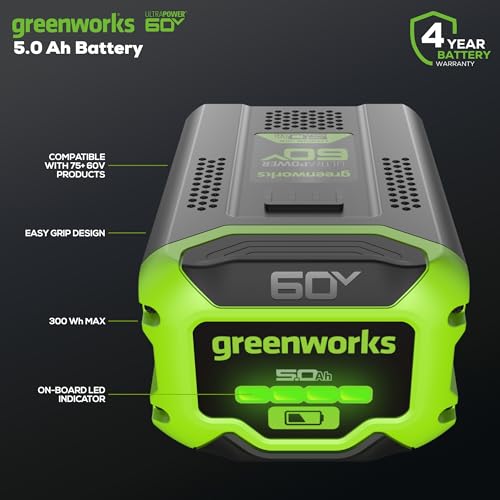 Image of Greenworks 60V 5.0AH Ultra Power Battery | Provides Fade-Free Power for Maximum Performance | Compatible with 75+ Greenworks Tools
