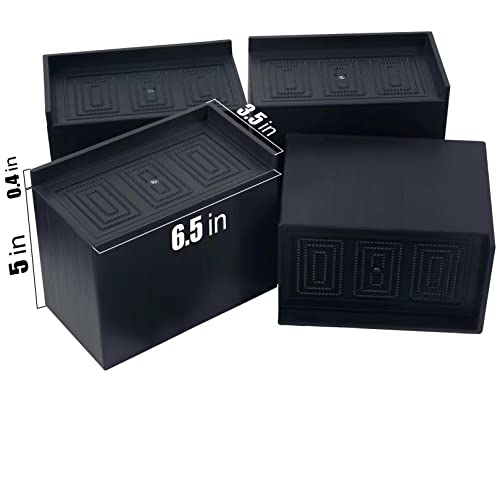 Jeethemy Bed Risers, Furniture Risers For Desk/Couch/Sofa/Table/Chair,Elevation In Heights Of 3 Or 5 Inches And Supports Up To 11000 Lbs,Extra Large With Heavy Duty Set Of 4,Black Rectangle 5 Inches #TOP2