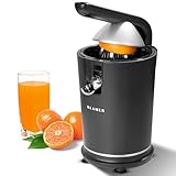 KLAMER Saftpresse elektrisch mit zwei Presskegeln – Zitruspresse für Orangen, Zitronen, Limetten & Grapefruit, Hohe Saftausbeute, Entsafter, BPA frei, Spülmaschinengeeignet