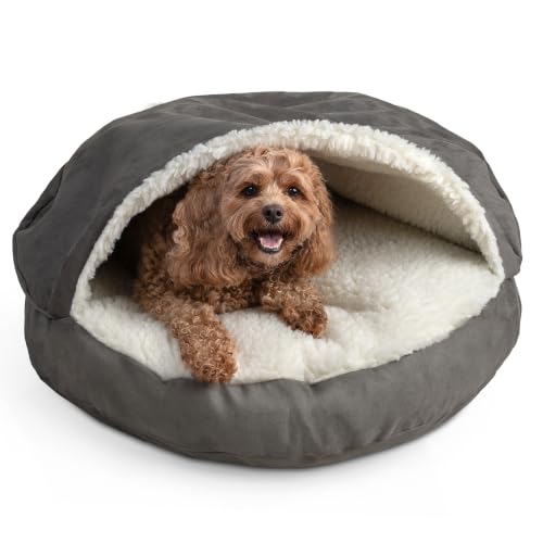 Image of Snoozer Cozy Cave Dog Bed, Round Covered Dog Bed, Anthracite (S)