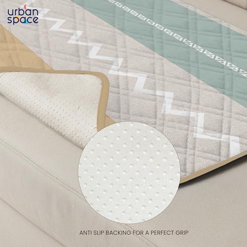 Image of Urban Space 3 Seater Quilted Sofa Cover mat, Non-Slip Sofa Protector, Easy Care & Machine Washable Cover, Sofa Seat Runner for Couch for Living Space (3 Seater - River Bands)