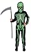 Magicoo Halloween grünes X-Ray Skelett Kostüm Kinder Jungen schwarz inkl. Overall & Maske - Gr 92 bis 140 - Halloween Gespenst Dämon Skelettkostüm Kind (122-128)