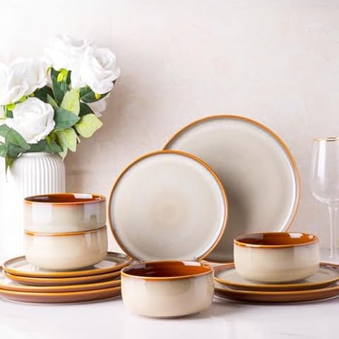 LERATIO 12-Piece Ceramic Dinnerware Set Cover