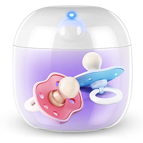 Portable Dummy Steriliser Mini UV-C Sanitizer Box for Pacifier 99.99% Sterilization in 3 Mins USB-C Rechargeable Mini Sterilizer Box for Baby Pacifier Bottle Nipples and More (White)