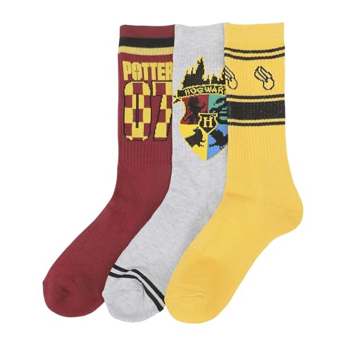 Bioworld Harry Potter Quidditch Men's 3-Pair Pack Athletic Crew Socks