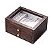 WOZUIMEI Schmuckschatulle Aufbewahrungsbox Veranstalter Holz Vitrine Doppelschicht Hochleistungs Transparente Glasplatte Einfache Aufbewahrungsbox für Ring Halskette Armband Trinket Box
