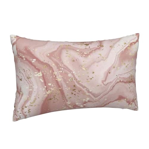 Mármol líquido con Oro,Funda de Almohada Decorativa de poliéster, Suave, 30 x 50 cm