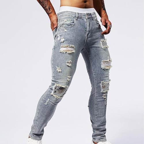 Tapered Denim Pants Men Vintage Classic Utility Work Ripped Jeans Disco Party Stretch Steampunk Stretchy Street Wear2