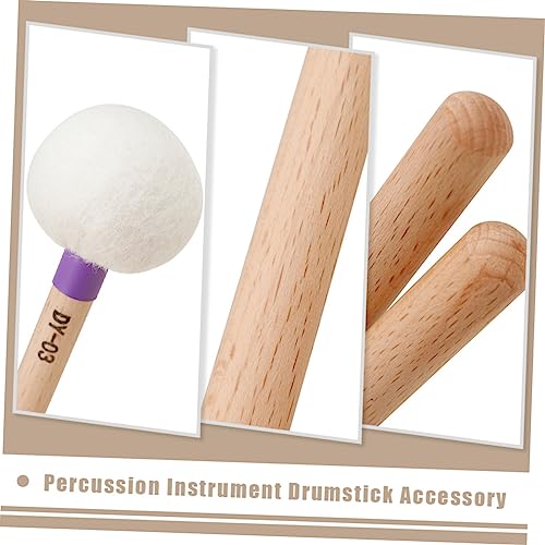 Yardwe 2 piezas de baquetas de fieltro con mango de madera, cabeza morada, accesorio para percusión para práctica y actuación miniatura 5