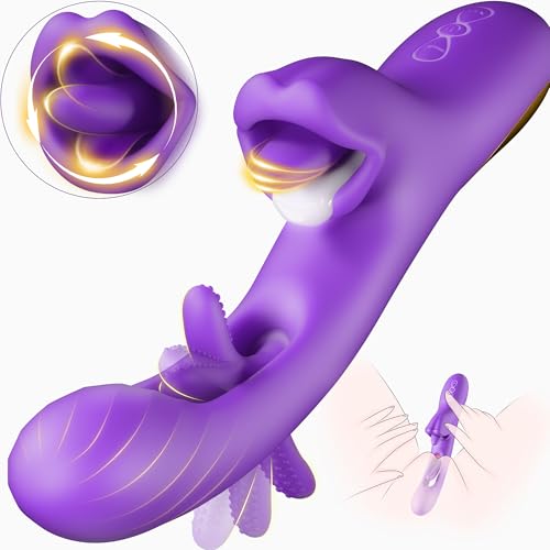 Vibration für Frauen Dildo Vibrator, KELESTA Dildos Sex Spielzeug für die Frau mit 360° Zungenlecken und 7 Vibrationsmodi & 7 Slap-Modi, Vibratorensets für Frauen Klitoris Stimulator für sie