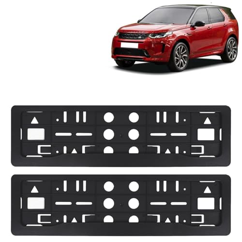 Image of KINGSWAY Discovery Sport Car Number Plate Frames for All 2020 Onwards Models of Land Rover Car Registration Plate Holders, Black Licence Plate Covers (Front and Rear), Universal Size 51.5 x 14.5 cm