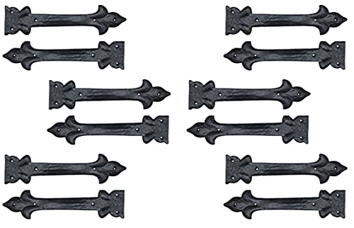 Image of Adonai Hardware Adonijah Antique Cast Iron Strap False or Faux or Dummy Hinge Front (10.40 inch X 12 Pack, Matte Black) for Barn Doors, Gates, Cabinets, Wooden Box, Furniture, Chest, Trunks and Sheds