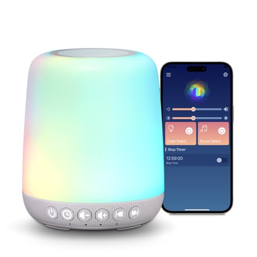 Image of White Noise Machine Easysleep Baby Sound Machine for Sleeping with 12 Night Light Colors 30 Soothing Sounds 4 Timer Portable Sleep Machine for Baby Adults, Smart App Control, Touch Control