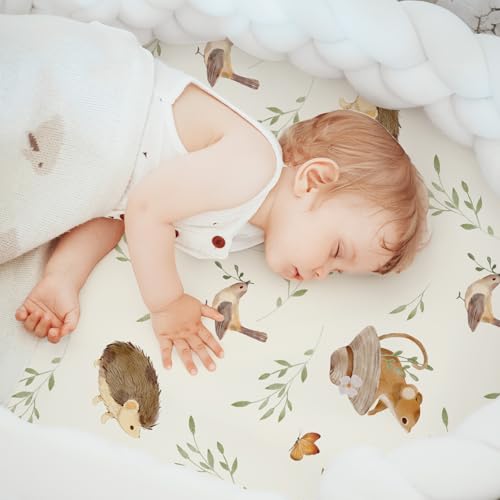 Image of Bassinet Sheets 3 Pack, Breathable Cozy Fitted Mattress Sheet, Elastic Travel Bassinet Fashionable, Standard Cradle Safe Sheets for Baby Boy Girls 32 inch x 16 inch Jungle Animal