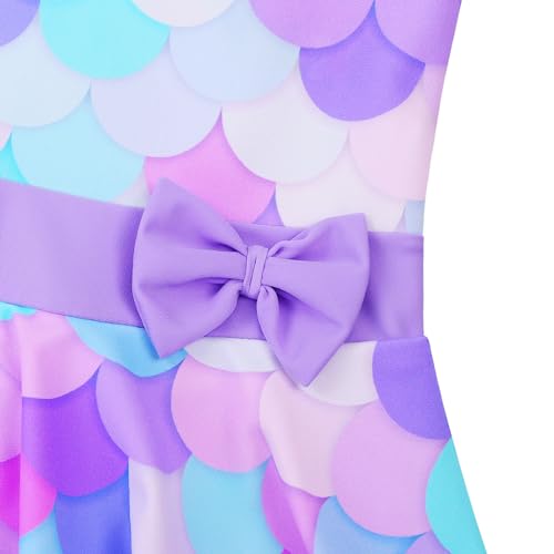 Image of Girls Swimsuit One Piece UPF 50+ Floral Skirted Bathing Suit Modest Beach Swim Dress 3-11 Years