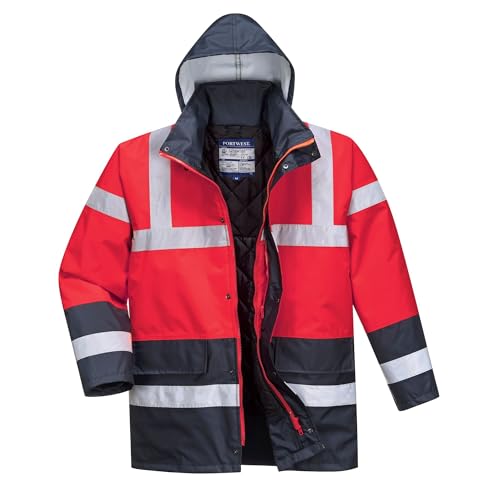 Portwest Parka Bicolore Traffic, Couleur: Rouge/Marine, Taille: M, S466RNRM