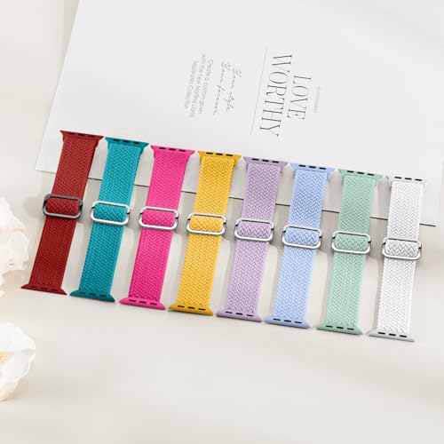Image of 8 Pack Braided Stretchy Solo Loop Compatible with Apple Watch Bands Women