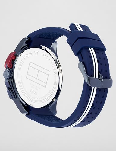 Image of Tommy Hilfiger Bank Quartz Analog with Blue Dial Blue Silicone Strap Watch for Men - TH1792169