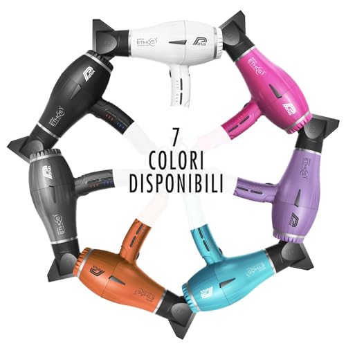 Parlux Ethos® Asciugacapelli Digitale Professionale Con Ioni Negativi, 9 Combinazioni Di Velocità E Temperatura, Cavo Girevole Brevettato, Potente E Leggero, Made In Italy, Colore Azzurro Galassia - 7