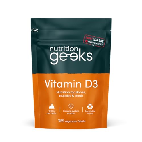 Vitamin D 1000iu - 1 Year Supply 365 Easy-Swallow Vitamin D Tablets Vegetarian D3 High Strength Immune Support Supplement - Awarded by The Independent UK
