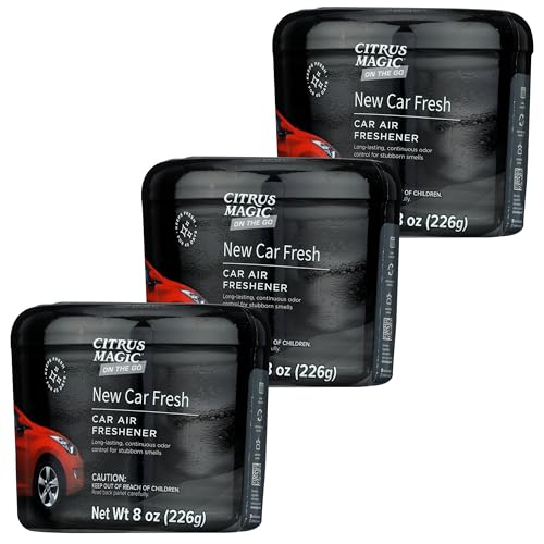 Image of Citrus Magic On The Go Odor Absorbing Solid Air Freshener, Luxurious New Car, 8-Ounce, Pack of 3